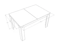 Félix asztal (135x90+35) méretrajz